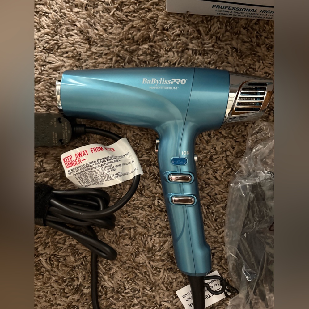 NEW BaBylissPRO Nano Titanium Hair Dryer - Blue - Picture 3 of 5